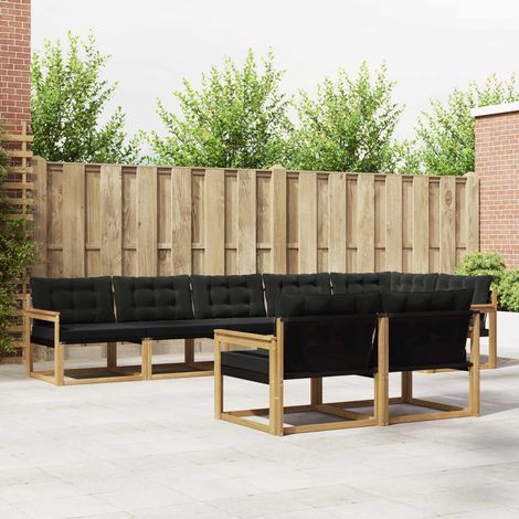 vidaXL Ensemble de canapés d'extérieur 8 pc Blanc et noir (1/5)