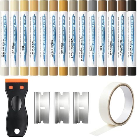 14 Colors Hard Wax Repair Kit for Laminate with Scraper (1/5)