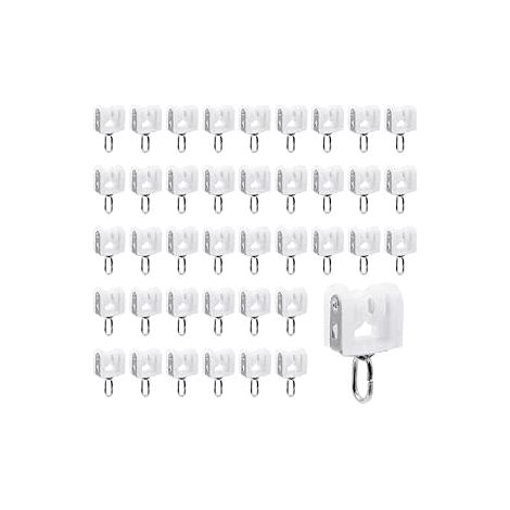 Rouleaux de Rail de Rideau,40 pièces Rouleaux de Rail de Rideau en Plastique à Deux Roues,pour Accessoires Rideaux dans Salles de Chambres(Blanc) (1/5)