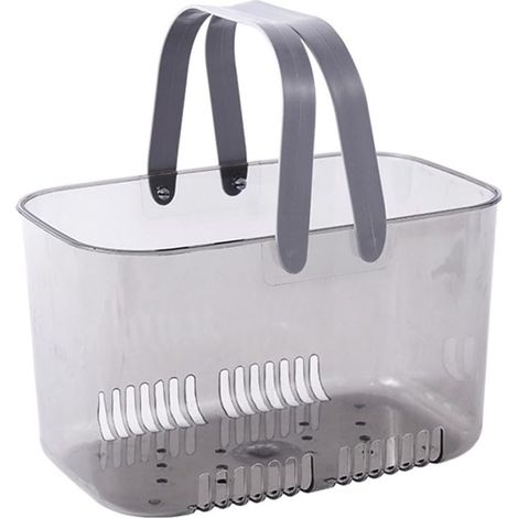 Transparent plastic shower caddy for bathroom storage – Waterproof – Hanging organizer for shampoo, soap and toiletries – Grey, orange, white, green (grey) (1/5)