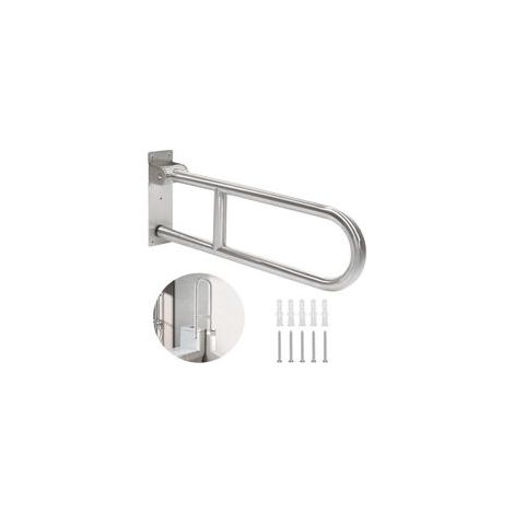 Barre d'appui 60 cm pour toilettes, pliable et antidérapante, sécuritaire pour salle de bain et aide aux personnes âgées