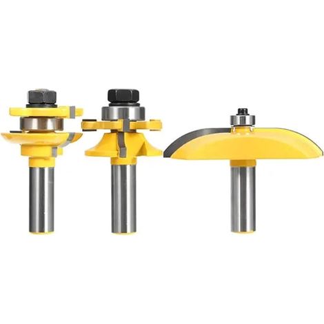 Holzfräser, 3-teilig, 1,27 cm Schaft, zwei Rillen, erhöhte Paneele, Schranktür, Fräser-Bit-Set