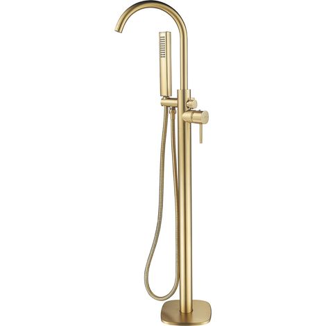 Grifo mezclador independiente para bañera Laveo BAPG1SB, acabado en oro cepillado. (1/3)
