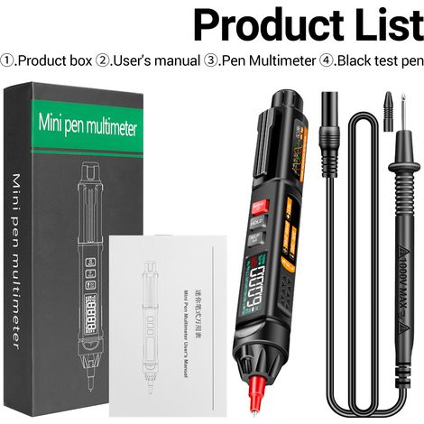 ANENG A3009 Mini-Stiftmultimeter mit Sprachausgabe, 6000-Count-VA-Voltmeter, invertiertem LCD-Bildschirm, Taschenlampe und NCV-Tester für Widerstand, Spannung, Kapazität, Temperatur, Ein/Aus-Diode, Ph (1/5)