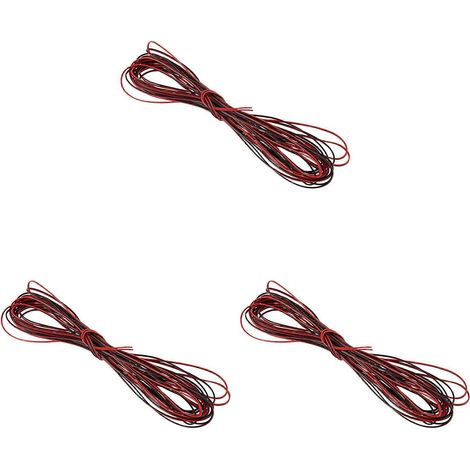 Lot de 3 22 Gauge 15M rouge noir Zip Fil AWG câble puissance Ground Stranded Copper voiture (1/5)