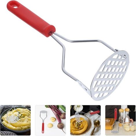 Presse à pilon, fer + matériau de galvanoplastie, pomme de terre, patate douce, citron,gadget de cuisine créatif portable (rouge)