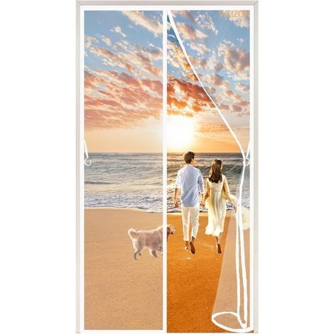 Moustiquaire Magnétique pour Portes,Moustiquaire Porte Magnétique-Rideau Anti-moustique Antimoustique sans Perçage Installation Facile Sans Outils Salon de Terrasse 140 x 220 cm - Blanc (1/5)