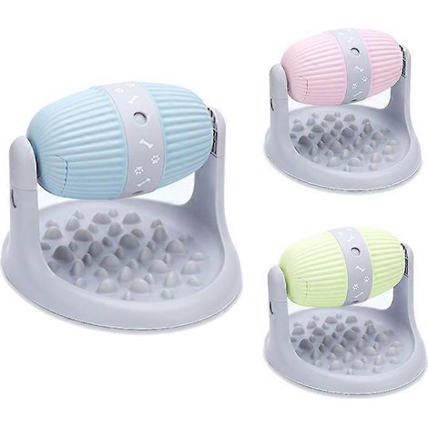 HONORNIC - Gamelle anti-fuite pour chien et chat, jouet puzzle en ABS avec bouton-poussoir, bleu.