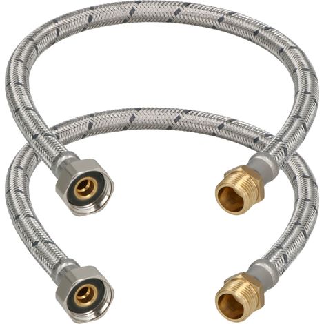 Connettore flessibile 3/8” 1/2” femmina-maschio in acciaio, 50 cm, set da 2 pezzi (1/5)