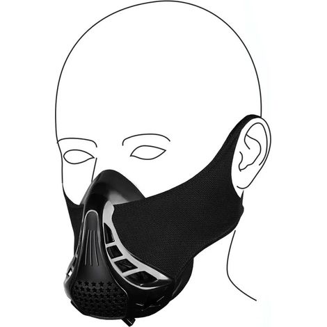 Schwarze, verstellbare Sport-Atemmaske für Ausdauertraining, verbessert Lungenkapazität und Muskelkraft (1/5)
