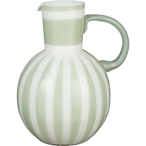 Vase en Verre Décoratif Vert Clair avec Anse et Rayures Blanches H21 x Ø17,5 cm - PANGIVO (1/3)