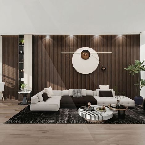 Chopin - Lot de 6 Panneaux Acoustiques Décoratifs 18x235x2,1 cm pour Intérieur et Extérieur en WPC Walnut (1/4)