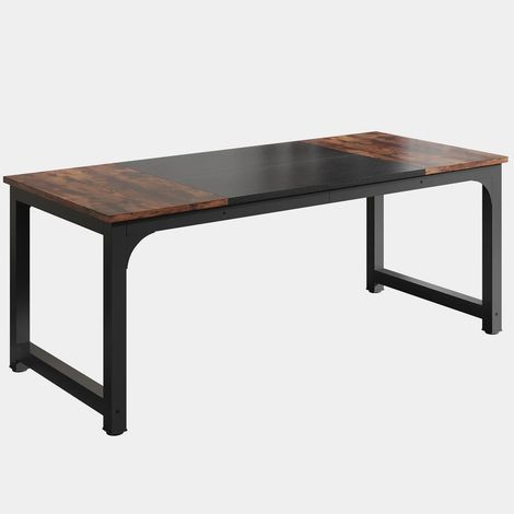 Escritorio de oficina rectangular 180 x 80 x 75 cm metal y madera HOMVRA (1/5)