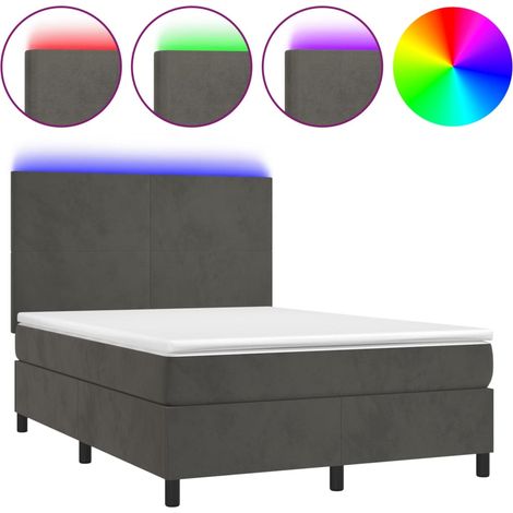 Maison Exclusive - Cama box spring colchón y LED terciopelo gris