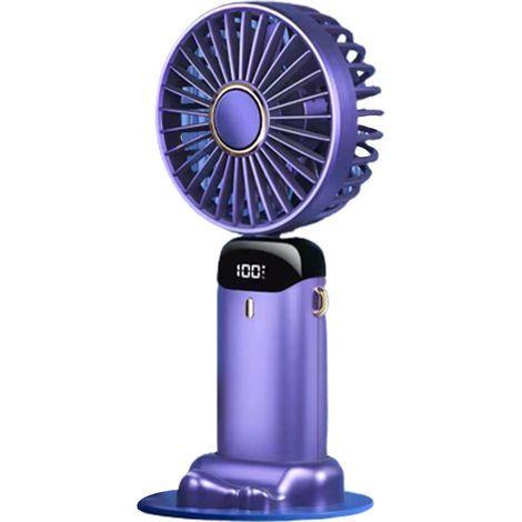HONORNIC - Mini ventilateur portable d'extérieur, double batterie, 5 vitesses, idéal pour le camping et la randonnée (violet).