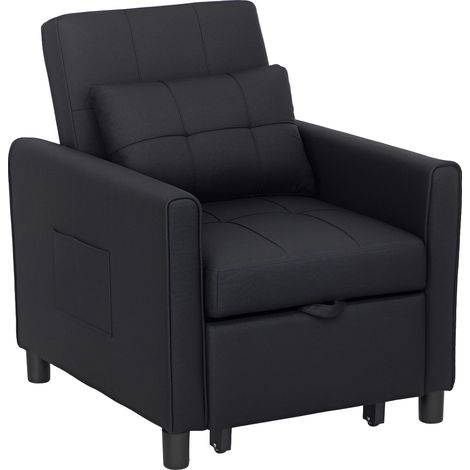 LinenLook Single Chair Bed Black (1/5)