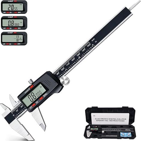 Digital Vernier Caliper 150 mm, LCD Display, mm/inch/fraction, Digital Tool Micrometer, Automatic, Steel (1/5)