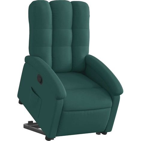 vidaXL Poltrona Alzapersona Reclinabile Verde Scuro in Tessuto (1/5)