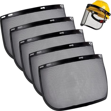 5pcs Écrans Faciaux de Remplacement en Maille Noire Écran Facial de Sécurité en Maille Plastique pour Protection lors, Désherbage du Meulage Coupe du Bois de la Tonte 20.7x38cm (1/5)
