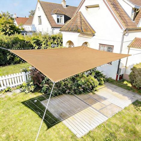 Voile d'ombrage rectangulaire 4x6 m, Tissu respirant anti-UV sans stagnation d'eau, Beige - Pour Terrasse, Jardin, Camping (1/5)