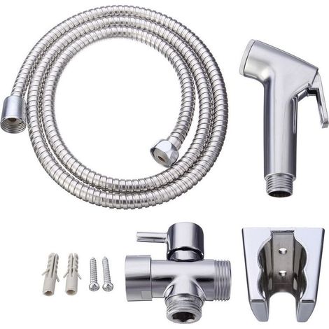 WC hygiene kit. 3-way tap + ABS shower head + 1.5m hose + Support (1/4)