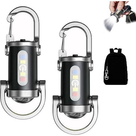 Torcia a LED con portachiavi, confezione da 2, impermeabile, ricaricabile, mini torcia multifunzionale con portachiavi (1/5)