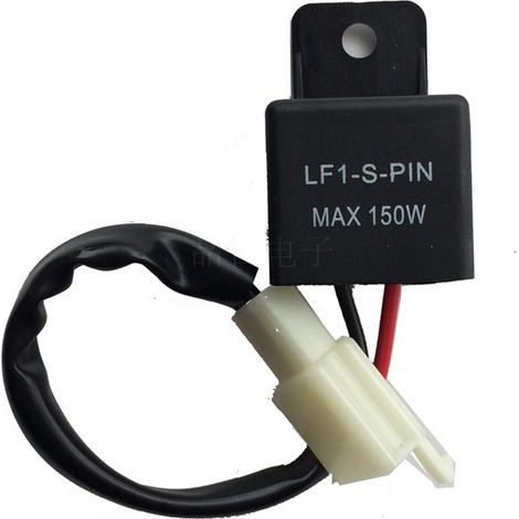 Zweipoliges Motorrad-Blinkrelais mit Kabel, LED-Blinkrelais für Motorräder, schwarzes Relaisbauteil. (1/4)