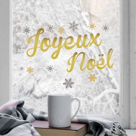 Sticker Citation Noël Joyeux 21x29.7cm pour Vitre Intérieur/Extérieur, Electrostatique. (1/3)