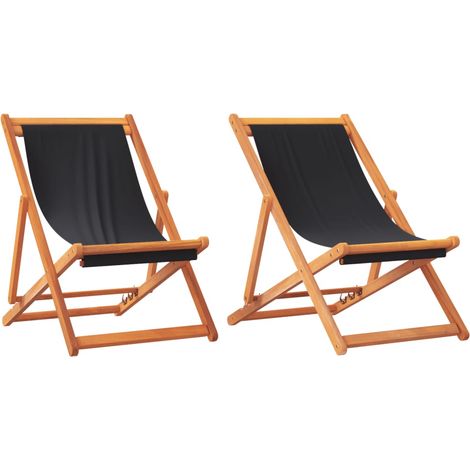 Maison Exclusive - Klappbare Strandstühle 2 Stk. Schwarz Stoff