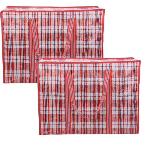 (Rot) 2er-Pack Aufbewahrungstaschen, Aufbewahrungstaschen für Kleidung mit großem Fassungsvermögen, Umzugstaschen mit Reißverschluss für Wäsche, Umzüge, Lebensmittel