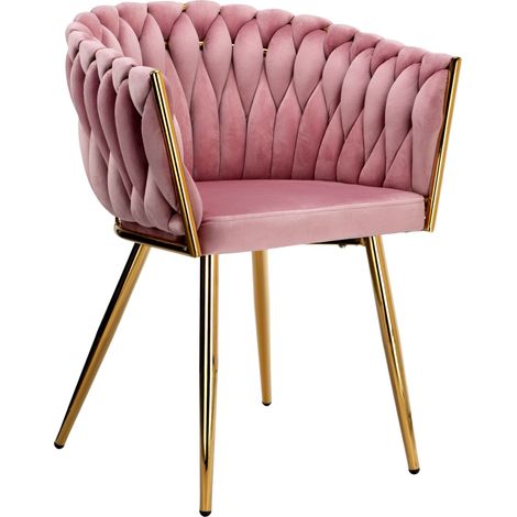 Samtsessel, gewebt, COFTON Gold, VELVET Rosa