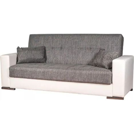 divano letto "padova" 3 posti bianco grigio, 230x93x97 cm (1/4)