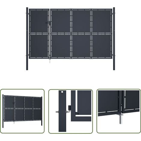 The Living Store Portail de jardin Acier 350 x 200 cm Anthracite - Portail D'entrée - Portails En Acier - Clôture Jardin - Porte De Jardin - Portail Anthracite (1/5)