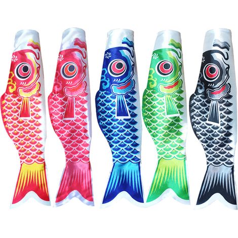 Lot de 5 Manches à air, 40 CM, Forme poisson, Indicateur direction vent, Pour jardin et camping (1/5)