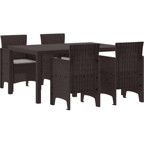 Ensemble de salle à manger pour jardin 5 pcs,Salon de jardin Marron Rattan Polt CFW76128 (1/5)