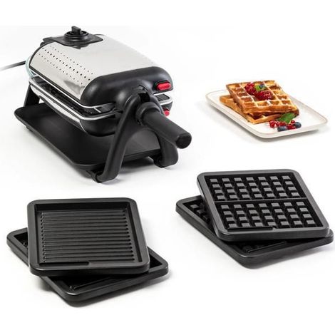Wendbarer elektrischer Waffeleisen King Size - TEFAL WM755D12 - Abnehmbare Platten - Einstellbares Thermostat - 1200 W