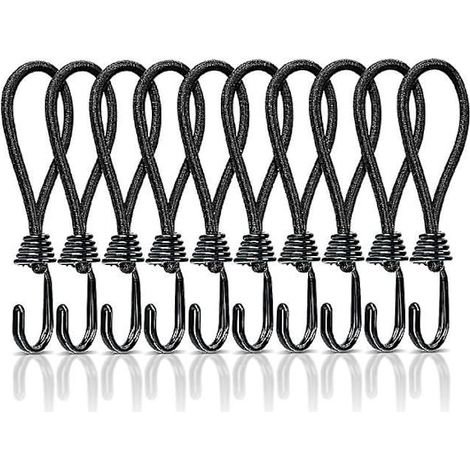 Lot de 10 sangles courtes en caoutchouc avec crochets, tendeurs de bâche de 15 cm avec mousquetons, cordons en caoutchouc extra-résistants, crochets d'extension, sangles de tension avec (1/5)