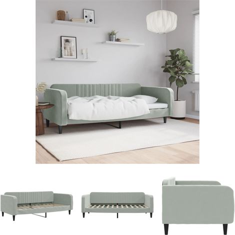 The Living Store Tagesbett Hellgrau 100x200 cm Samt - Betten & Bettgestelle (1/5)
