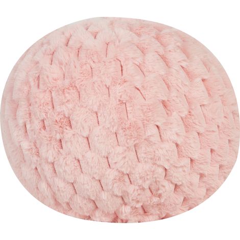 Cojín decorativo esférico patrón liso 30 x 30 cm lana pelo sintético rosa Rosea