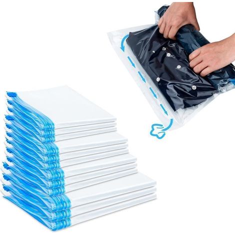 Lot de 10 sacs de rangement sous vide transparents à fermeture enroulable (40 x 60 cm) - Parfaits pour les vêtements, le linge de lit et plus encore-AquaForge