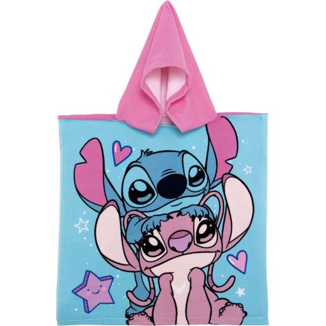 Poncho en microfibre Lilo & Stitch avec capuche, 50 x 50 cm (1/3)