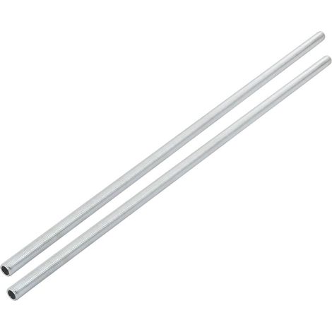 Threaded Rod Hollow M10 Thread Tube Pack of 2  Supérficial Lamp Pipe Nipple, 420 mm Length, for Repair Luminaire Lamp Chandelier Zinc-Plated, Silver (1/3)