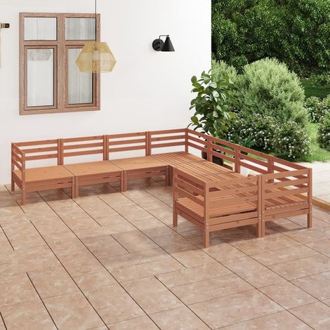 Juego muebles de jardín 8 piezas madera maciza pino marrón miel vidaXL (1/5)