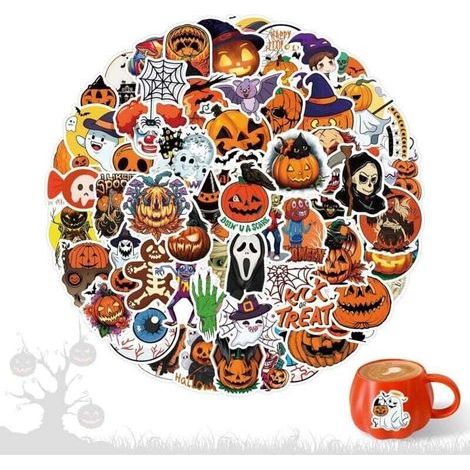 The pack contains: 110 sheets of Halloween pumpkin stickers in various designs, measuring 4 to 8 cm (1.57 to 3.15 inches) – a sufficient quantity, ideal for decorating your belongings. Material (1/4)