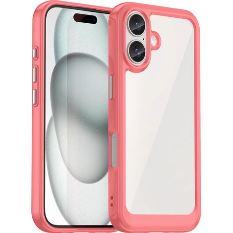Custodia a tema spazio esterno con cornice in gel per iPhone 16 Plus - Rossa (1/5)