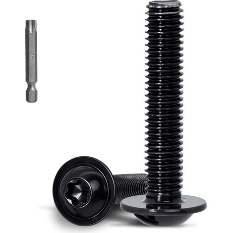 Vis Torx M8 x 20 mm - Lot de 15 - Inox 304 Noir - Tête Bombée avec Collerette - Pour Métaux et Meubles - Clé T20 Incluse (1/5)