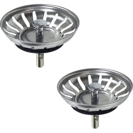 Lot de 2 bouchons de vidange en acier inoxydable pour évier, 78 mm (1/5)