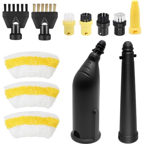 12 Pièces Accessoire pour Kärcher Nettoyeur Vapeur, Inclus Buses, Brosses Plates, Rondes Brosses & Chiffons Microfibre, pour Karcher SC1 SC2 SC3 SC4 SC5, Nettoyage Sols, Vitres, Carrelage (1/5)