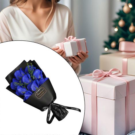 Roses artificielles en cadeau pour la fête des mères éternelle, un anniversaire ou Noël.bleu (1/5)