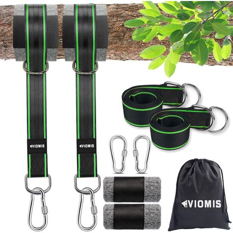 Kit de fixation pour balançoire et hamac 900 kg – Kit complet avec sangles de 150 cm, mousquetons, anneaux en D, protection d'arbre et sac de rangement, utilisation universelle pour le jardin (1/5)
